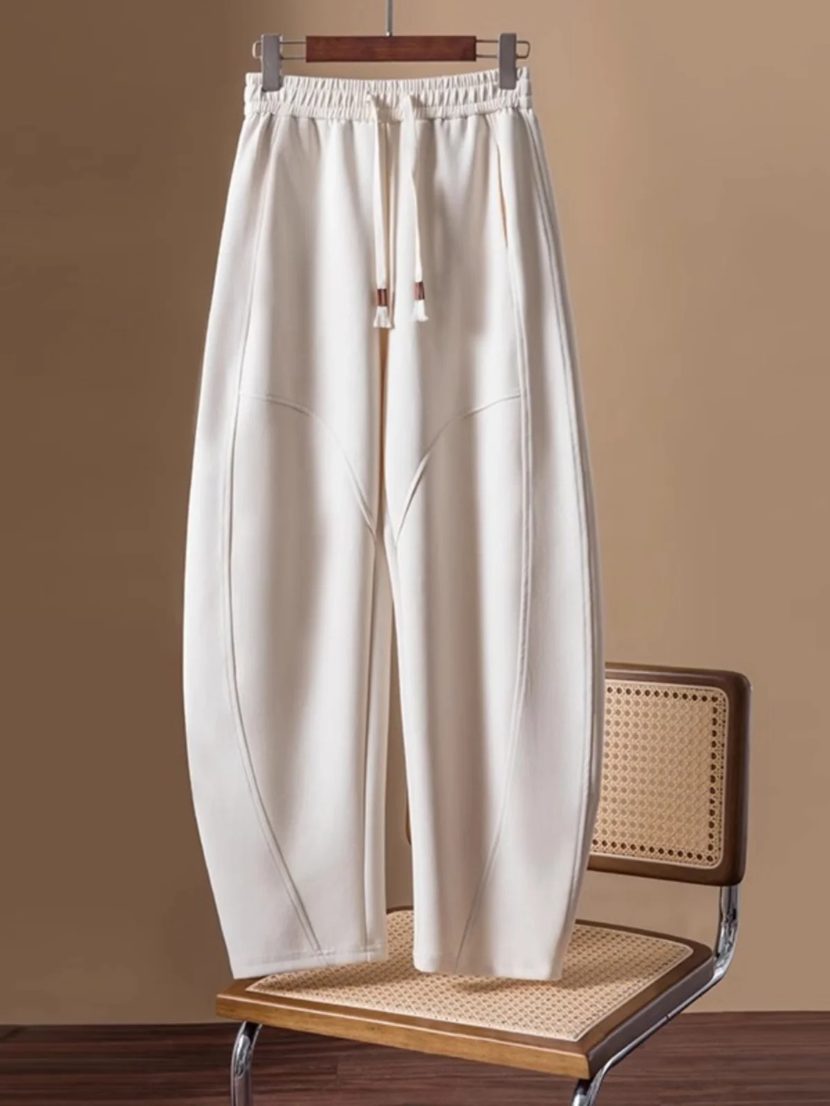 

Stylish White Wide Leg Banana Pants Women's Autumn 2024 New Small Size High Harlan Scythe Pants Korean Style Loose Fit