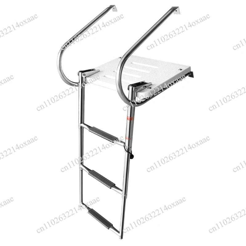 Polished Stainless Steel Ladder with ABS  Platform and Double Handrails  Hardware Fittings