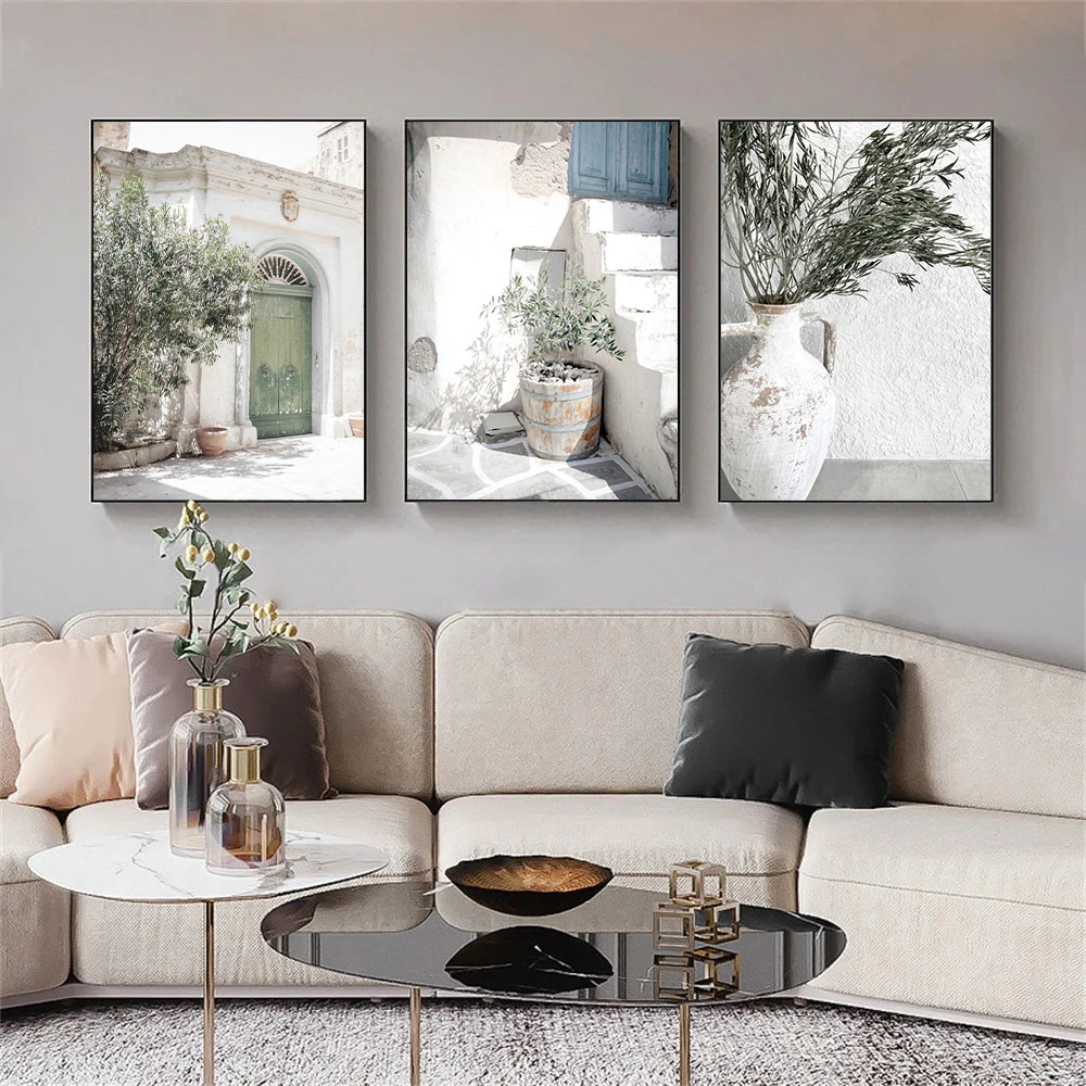 Italy Puglia Architecture Olive Tree Green Leaves Wall Art Posters Canvas Painting Nordic Print Wall Pictures Living Room Decor