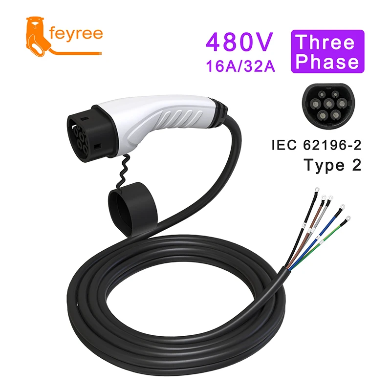 32A 8KW EV Charger Type2 Cable IEC62196-2 Adapter 16A 4KW 1Phase Car Charging Station 3Phase 11KW 22KW for Electric Vehicle