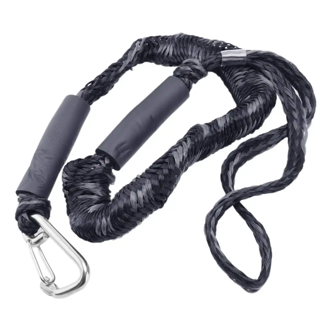 Black 4FT Marine Bungee Dock Line for Boat Mooring Rope Anchor Cord Stretch Shock with Clip