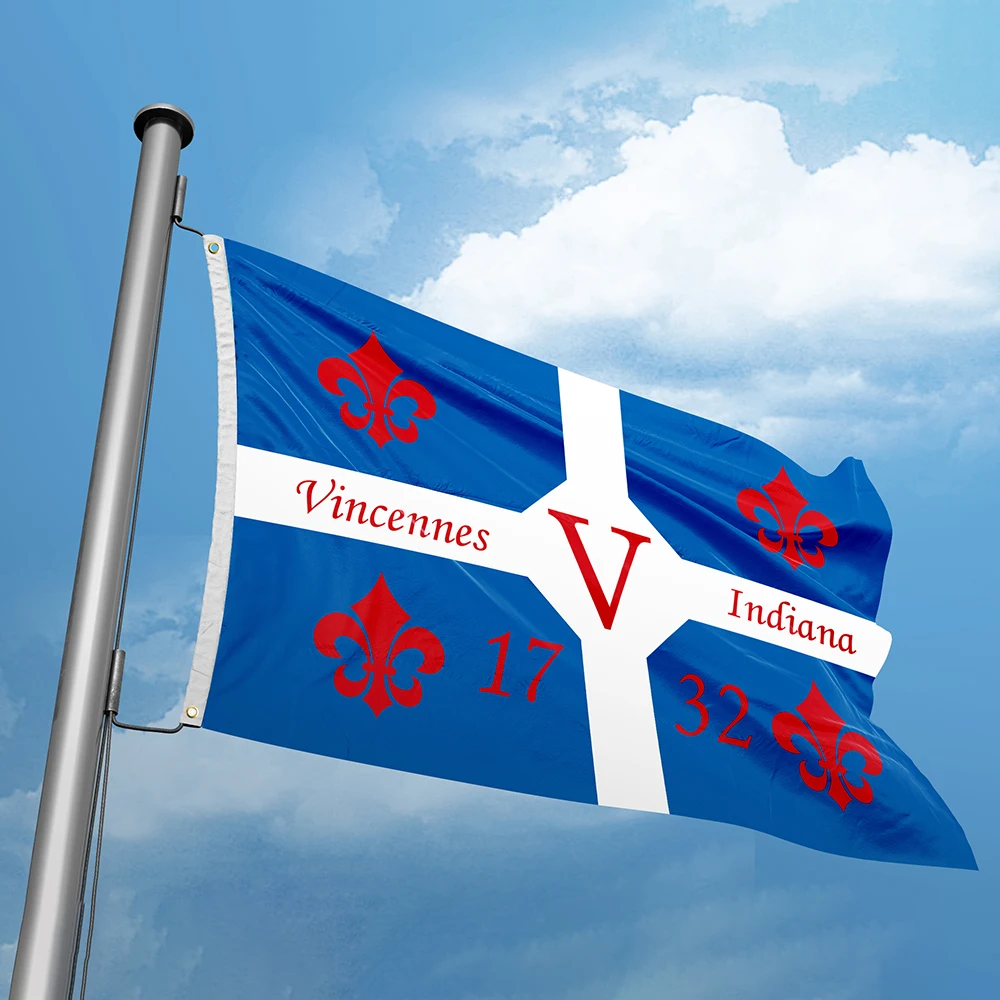 Indiana Vincennes  Flag 3*5FT 90*150CM USA States City Flags America Custom Logo Home Decoration Banners Polyester UV Resistance