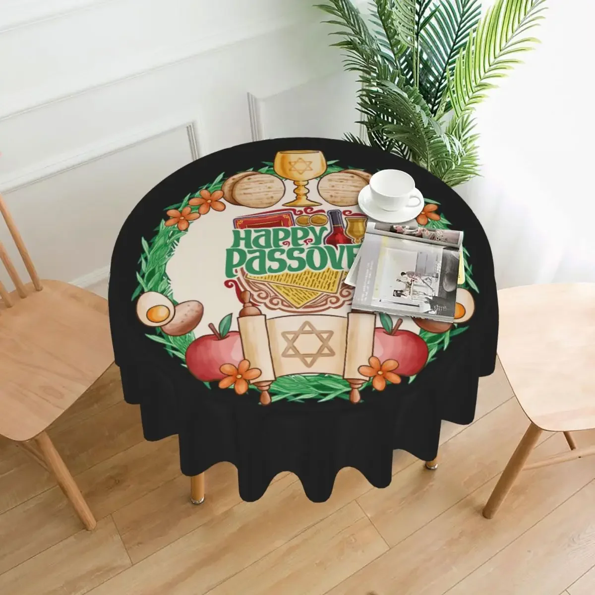 Jewish Passover Round Tablecloth Jewish Holiday Graphic Table Cover For Decor Home Dining Fashion Protection Table Cover