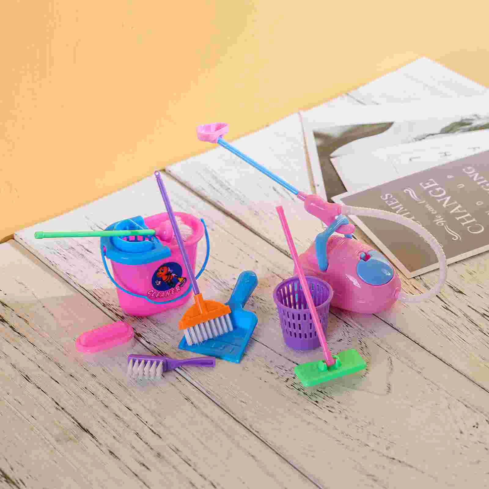 Mini House Cleaning Tools Kid Pretend Play Toy Housekeeping Tool Cleaning Broom Brush Washing House Cleaner For Children