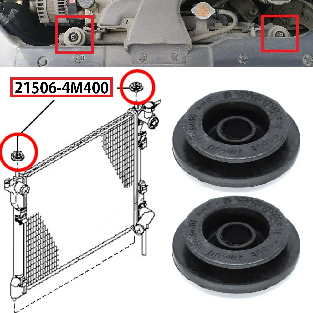 2x buje de goma de montaje superior del radiador para Nissan CUBE Z11 JUKE F15 Micra March Prairie M12 Presage U31 Primera Wagon P12 W12