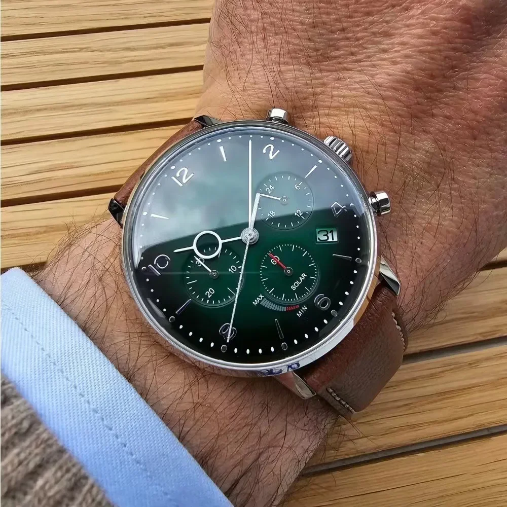 

Мужские часы Деловые наручные часы Роскошный кожаный ремешок Автоматический многофункциональный хронограф Серия Hindenburg Топ Кварцевые часы