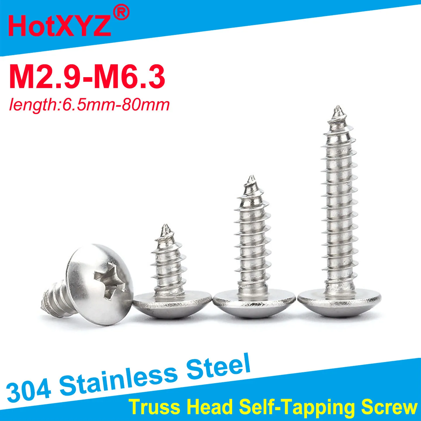 

10/20/50/100 шт. саморезов с полукруглой головкой из нержавеющей стали 304 по стандарту JISB1122T, размеры M2.9/M3.5/M3.9/M4.2/M4.8/M5/M6.3