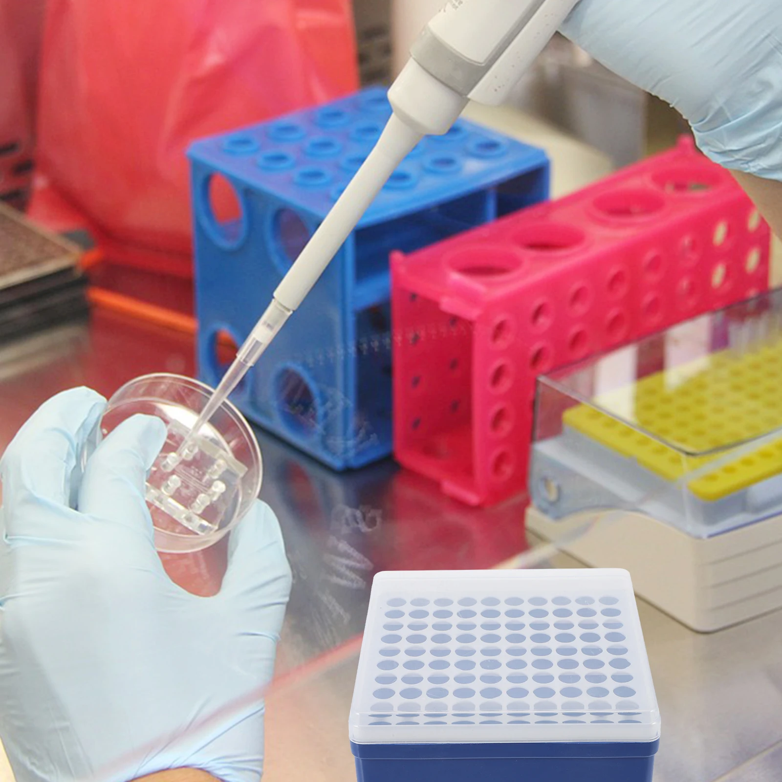 Test Tubes Box Reusable 100 Holes Laboratory Storage Organizer Tube Holder Sample Tube Case Test Tubes Box