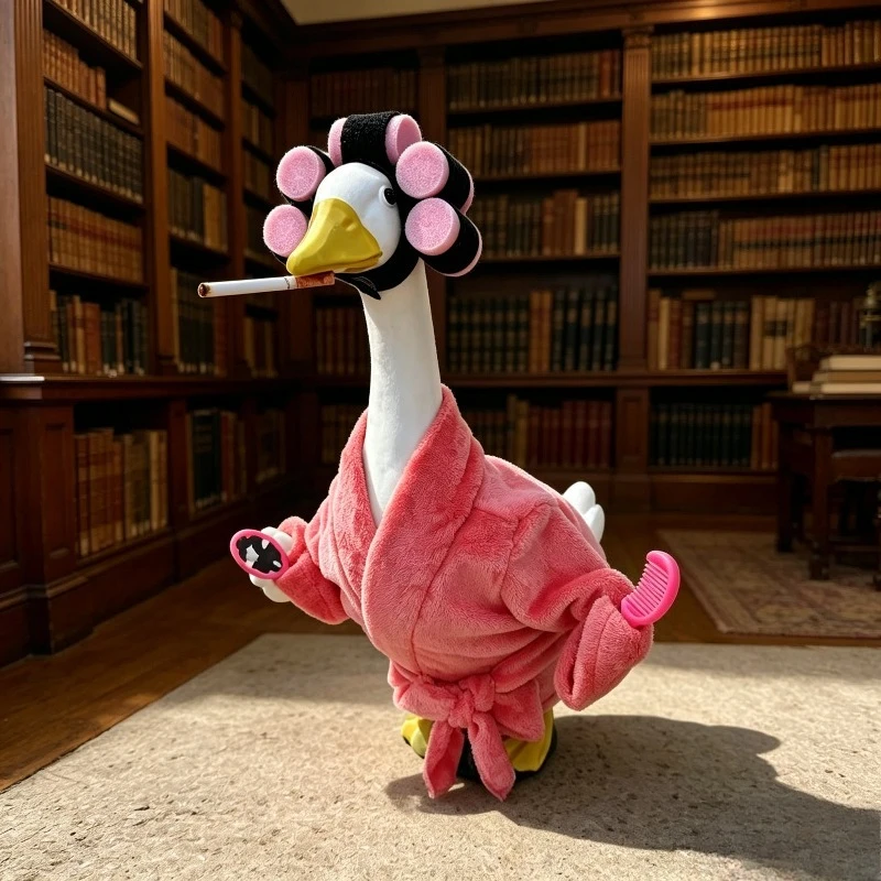 Photo Booth Prop Quirky Goose Bathrobe Costume 23 Inch Porch Statue Pajama Style Outfit Set Soft for Garden Party Decor