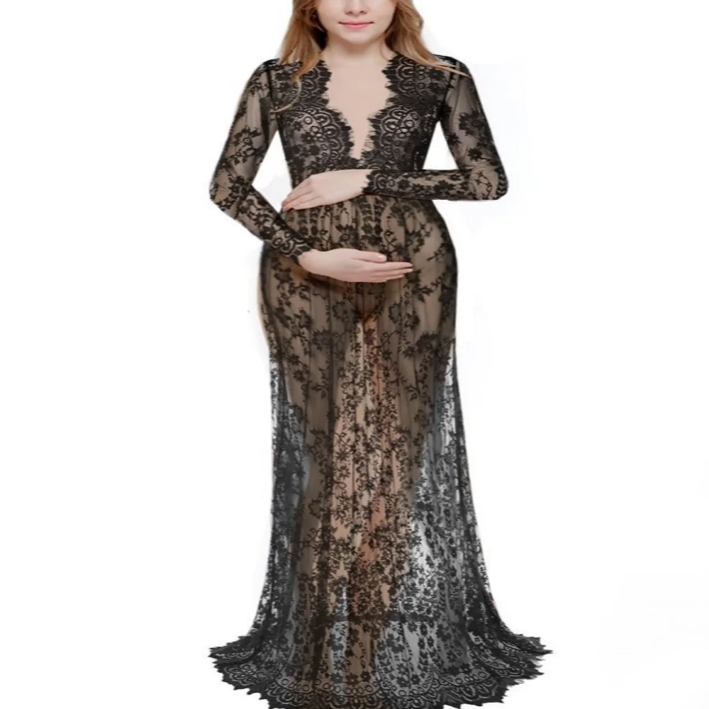 

Maternity Gown Maternity Photography Props Long Lace Dress Pregnant Dress For Photo Shoot Maternity Clothes for Pregnant Women
