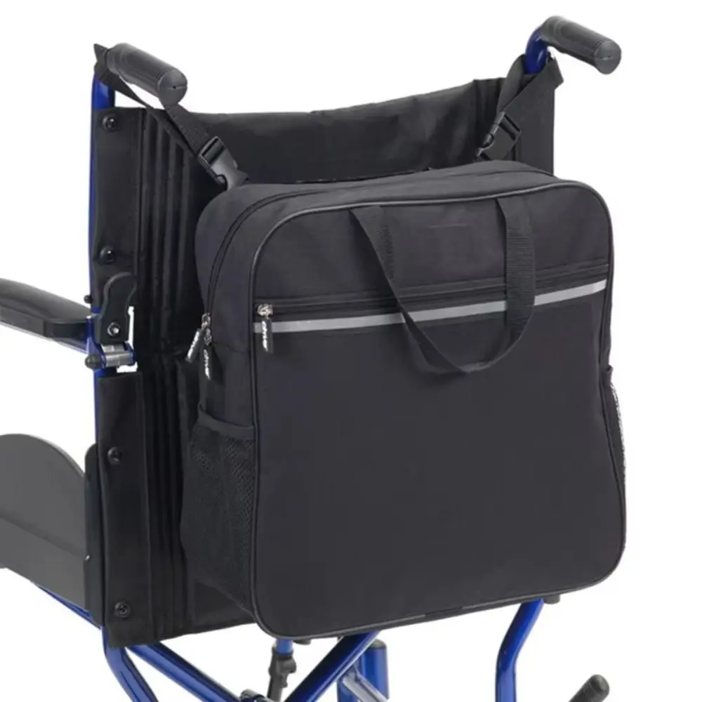 Large Capacity Mobility Wheelchair Bag Adjustable Multifunctional Wheelchair Backpack Zipper Closure Portable Disabled Aid Bag