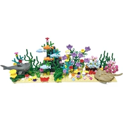 Compatible With LEGO MOC City Aquarium Underwater World Plant Scenes Viewing Shark Devil Fish Building Blocks Toys Bricks