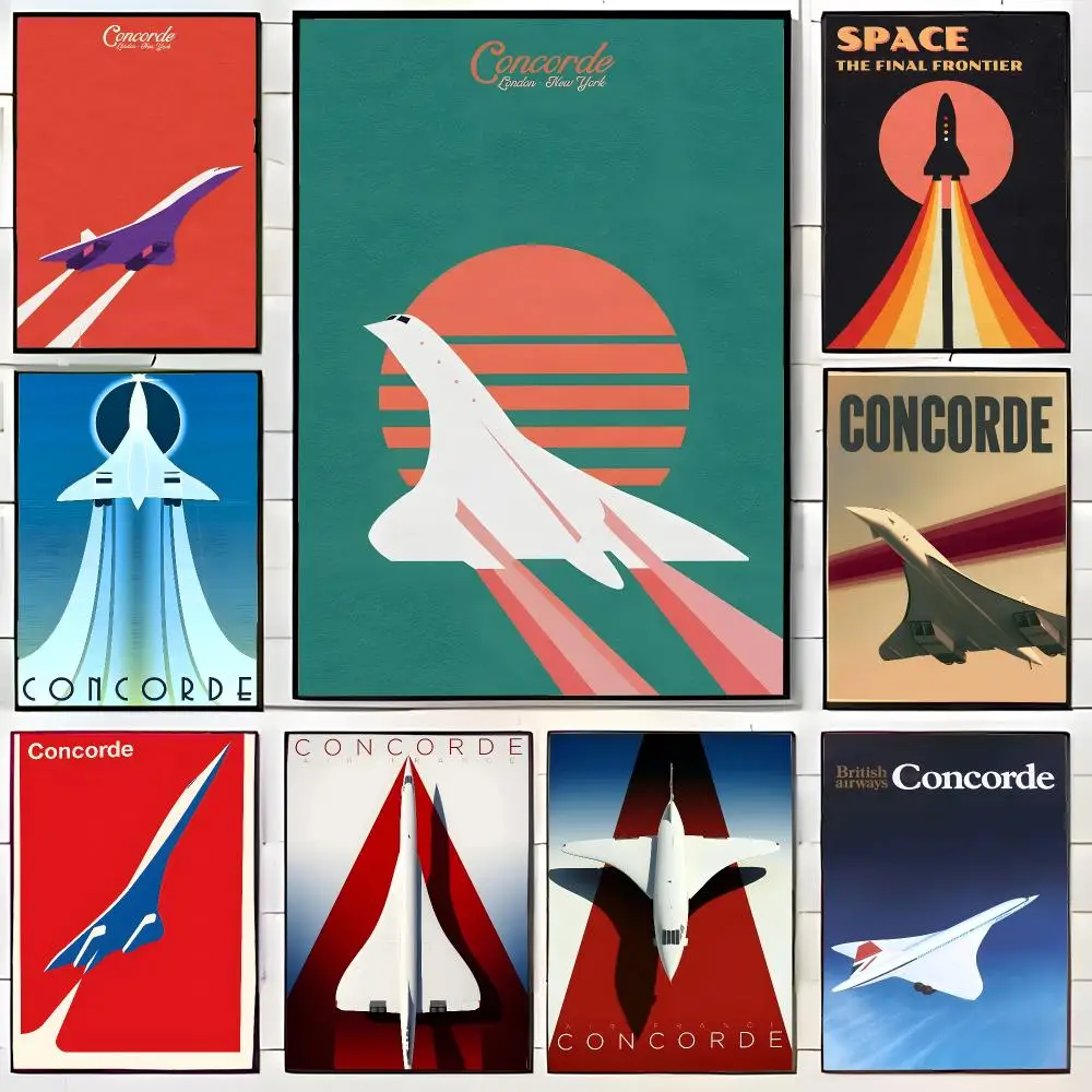 Sleek Artwork M-Minimalist Concorde Supersonic Jet Poster Wall Art Print Decorative Mural Home Decor Gift Unframed