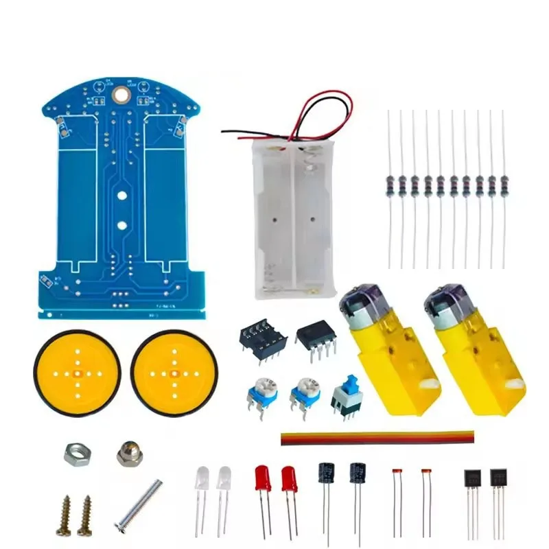 DIY Electronic Kit Intelligent Line Tracking Car Kit D2-1 Line Follower Vehicle DIY Electronic Components Assembly Learning Set