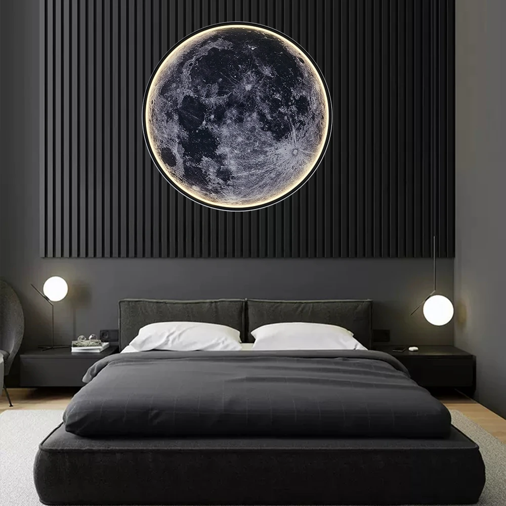 Moon wall lamp  mural floor wall lamp living room remote control ceiling lamp realistic LED light home accessories