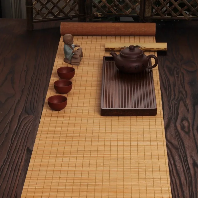 Bamboo Tea Mat Set - Natural Tea Tray Coaster, Table Runner, Cup Pad, Chinese Tea Ceremony Accessories, Zen Home Decor