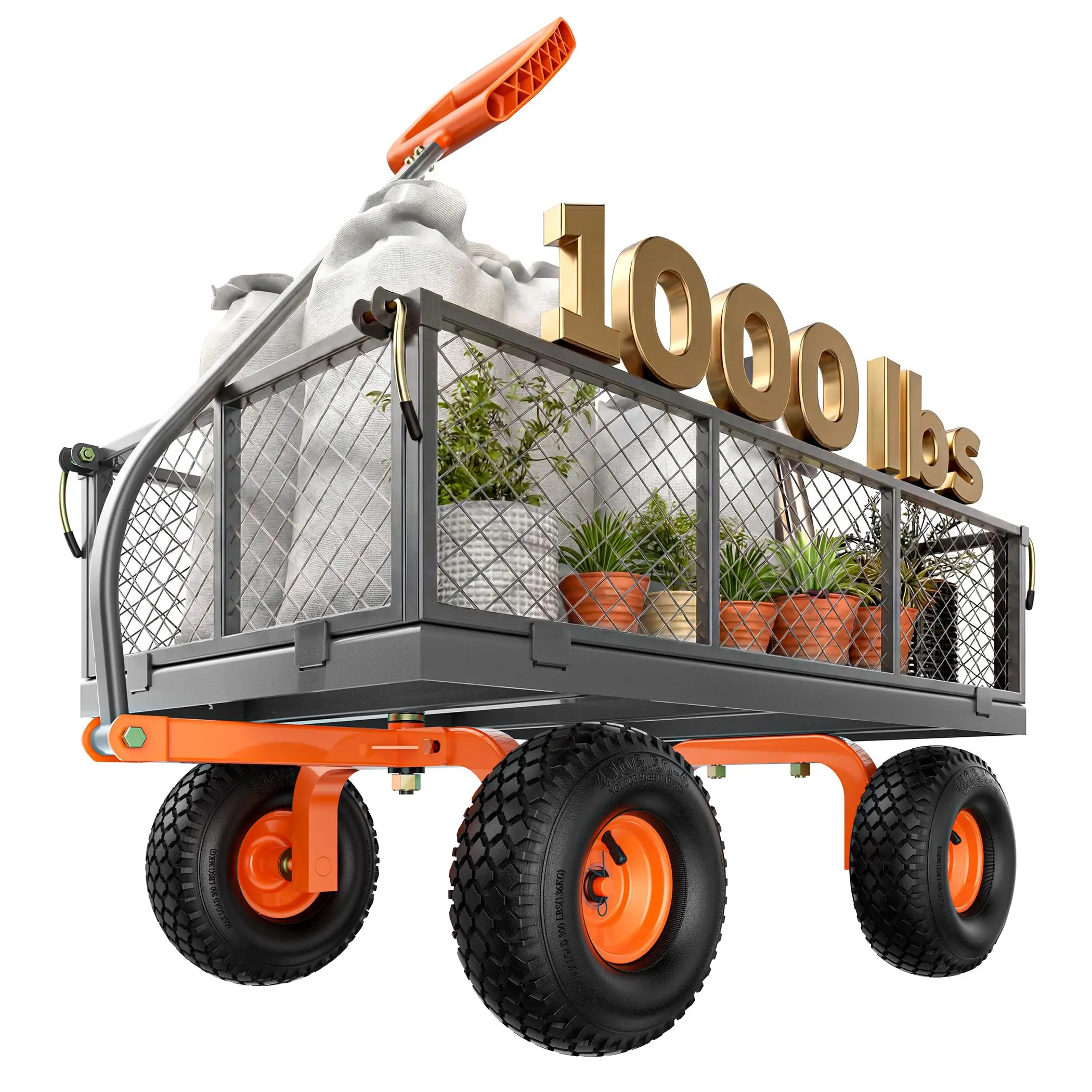 Steel Garden Cart 1000 Lbs Capacity with 10