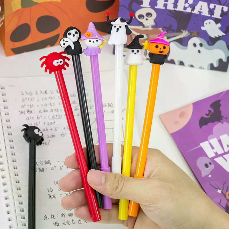 

10Pcs Halloween Cute Cartoon Pumpkin Ghost Bat Black Neutral Pen Student Gifts Prizes Writing Stationery School Supplies