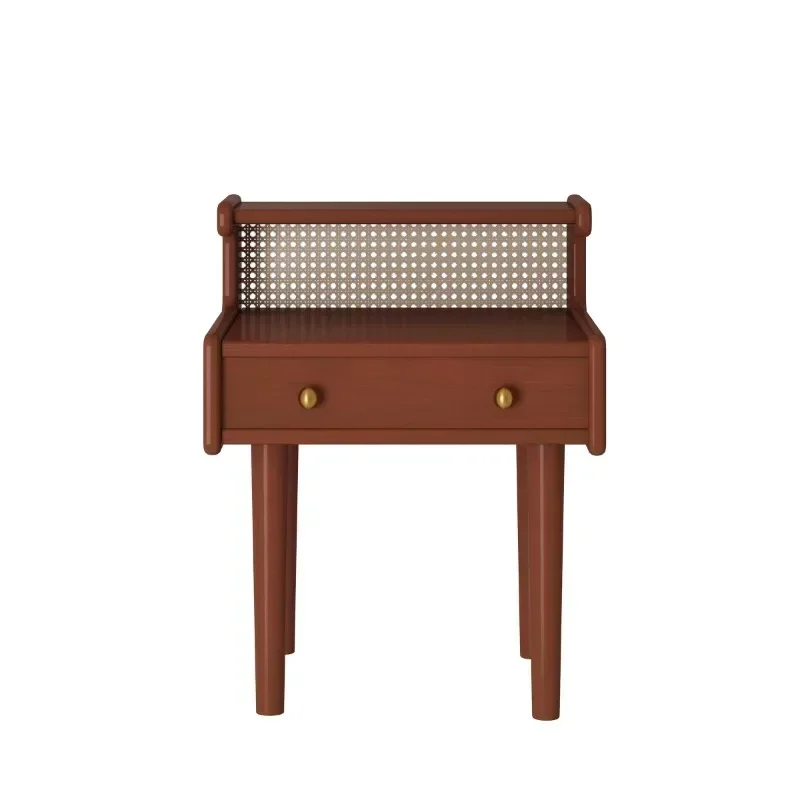 Simple bedroom classic bedside table, rattan double-layer sofa wall storage cabinet