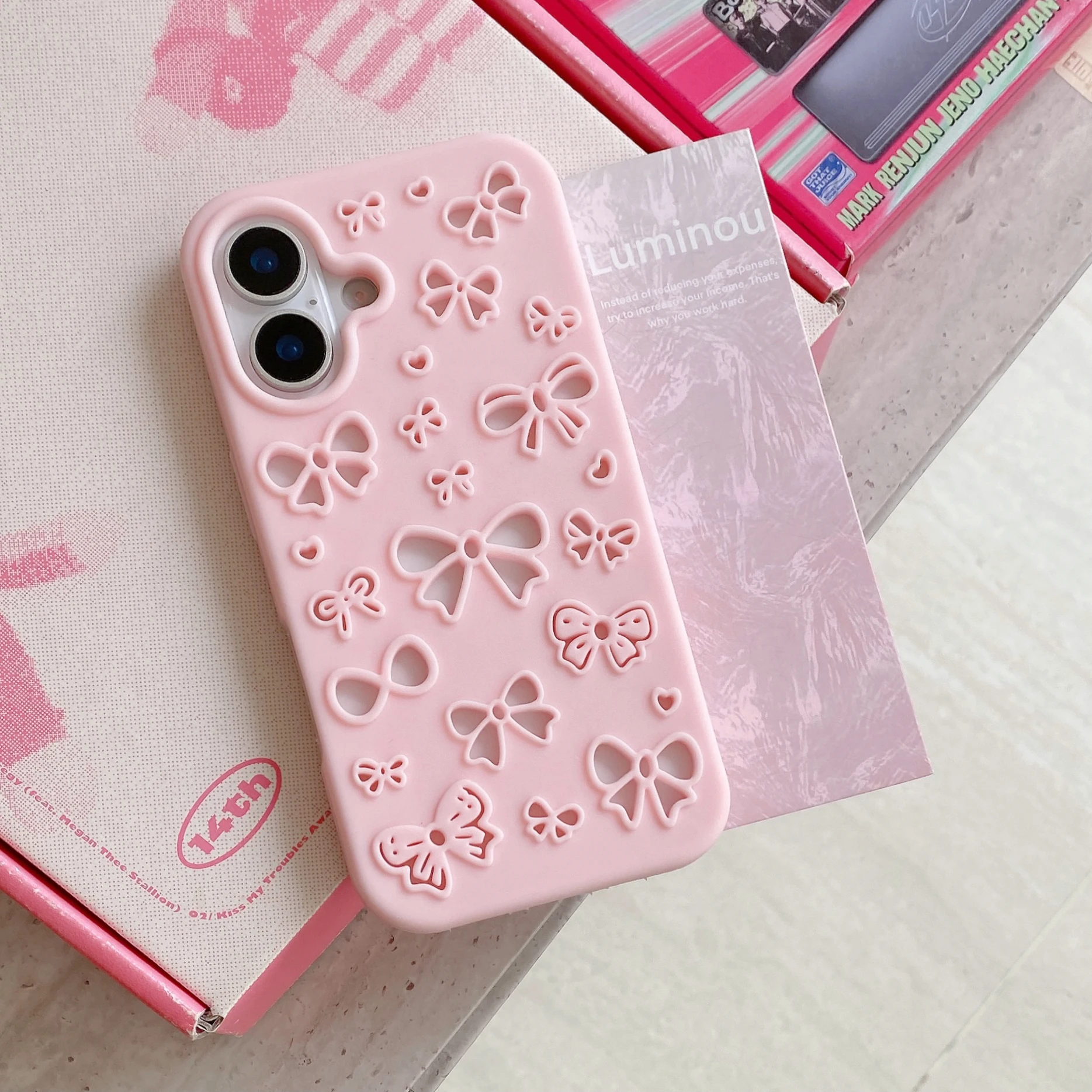 

3D New Hollow-Out Cute Pretty Bowknot Soft Silicone Phone Case Back Cover For iPhone 12, 13, 14, 15,16, Pro Max Shockprof Shell