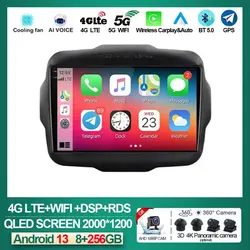 Radio samochodowe Android 13 Carplay dla Jeep Renegade 2016-2020 Nawigacja GPS Head Carplay Samochodowe radio stereo Multimedialny odtwarzacz wideo