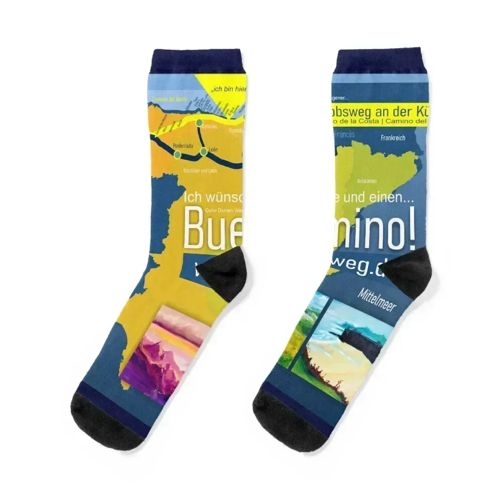 

Way of St. James on the coast, Camino de la Costa Socks hiking crazy sports and leisure Christmas Ladies Socks Men's