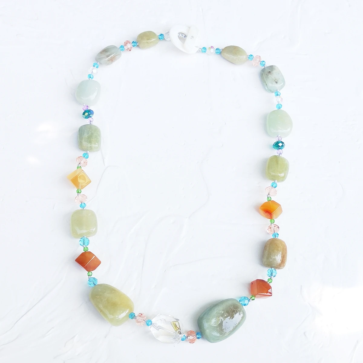 Lii Ji Real Stone Aquamarine Agate Crystal Necklace 57cm Stock Sale Women Jewelry Gift