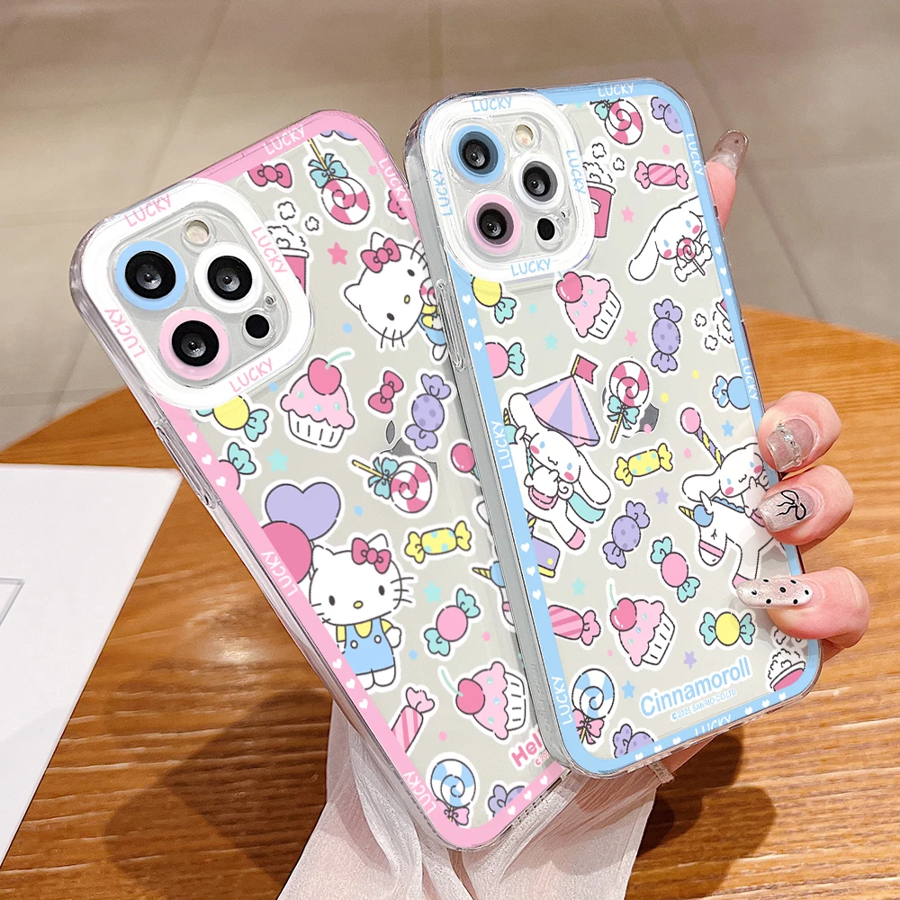Cinnamoroll Hello Kitty Phone Case for Xiaomi Redmi 14C 13C 12C 10C 9C A3 Note 13 12 11 10 9 Pro Plus 4G 5G Clear TPU Soft Cover