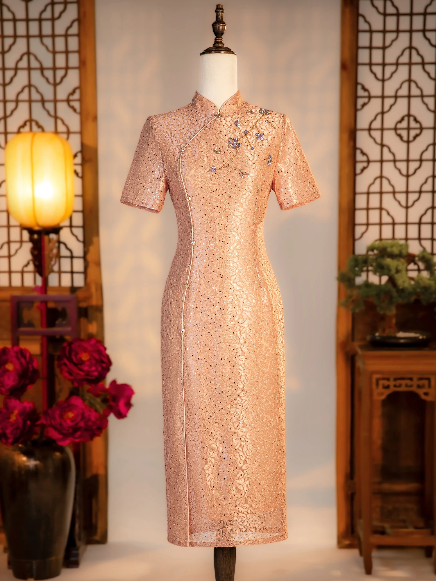 

Champagne Pink Wedding Dr Young Ele High-End New 2026 Mother of the Bride Gown Polyester Spandex Blend ort...