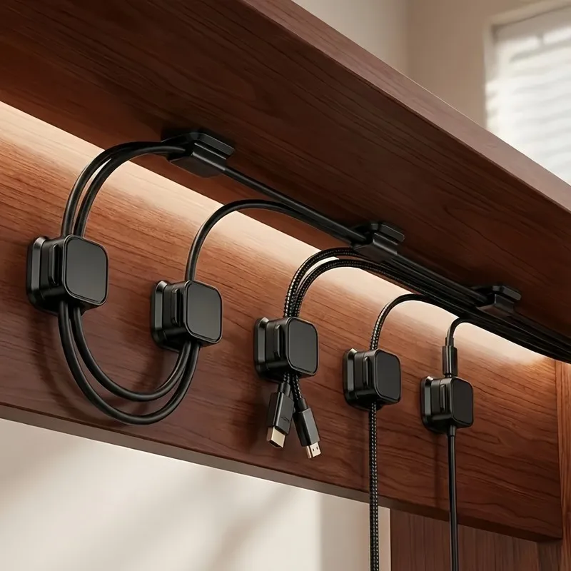 Multi-Cable Compatible Magnetic Cable Management, 42 pcs, Office Desk Tidying, Strong Magnet Hold for Car Charger Cord Holder