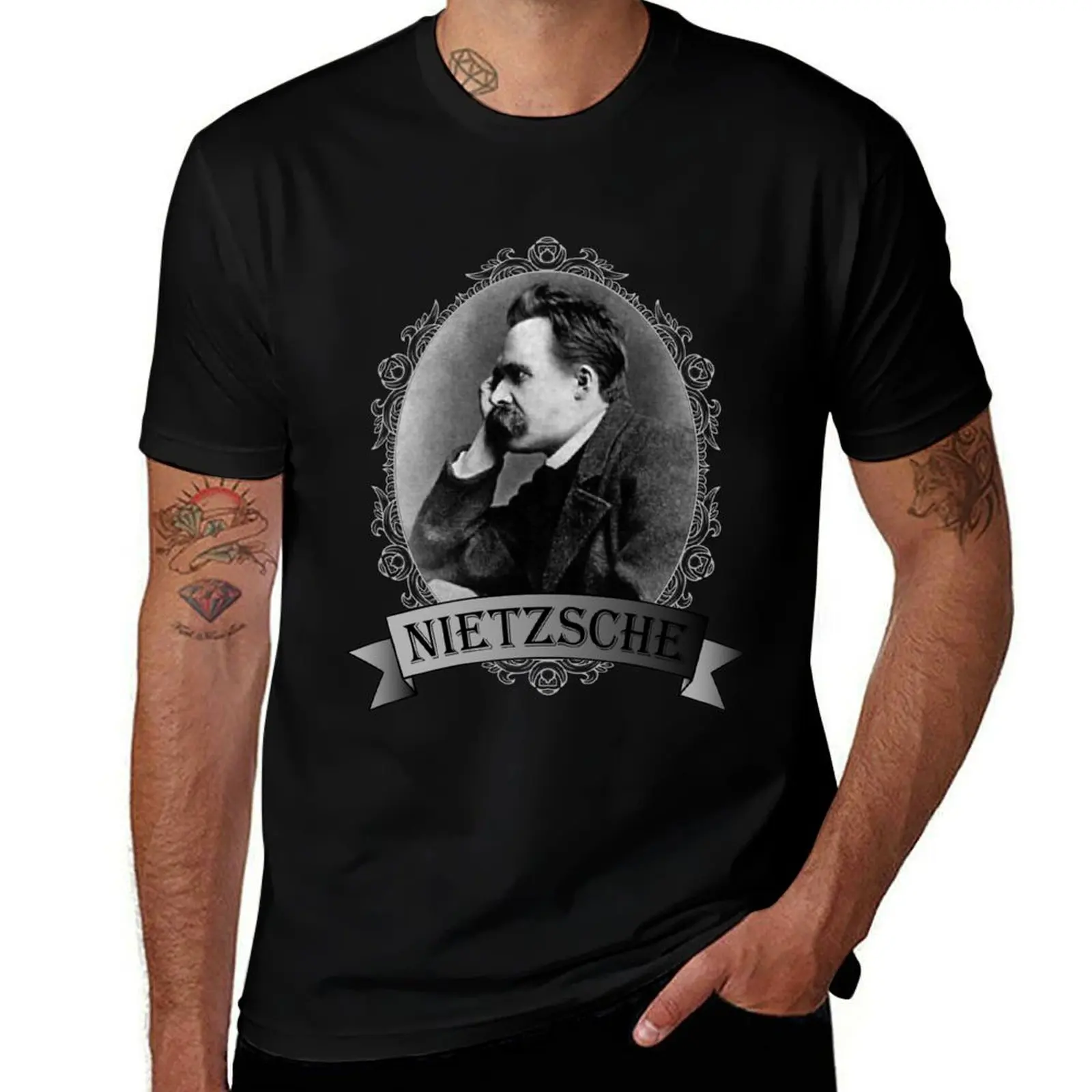 

Friedrich Nietzsche Portrait T-Shirt man t shirts high quality luxury brand essential t shirt