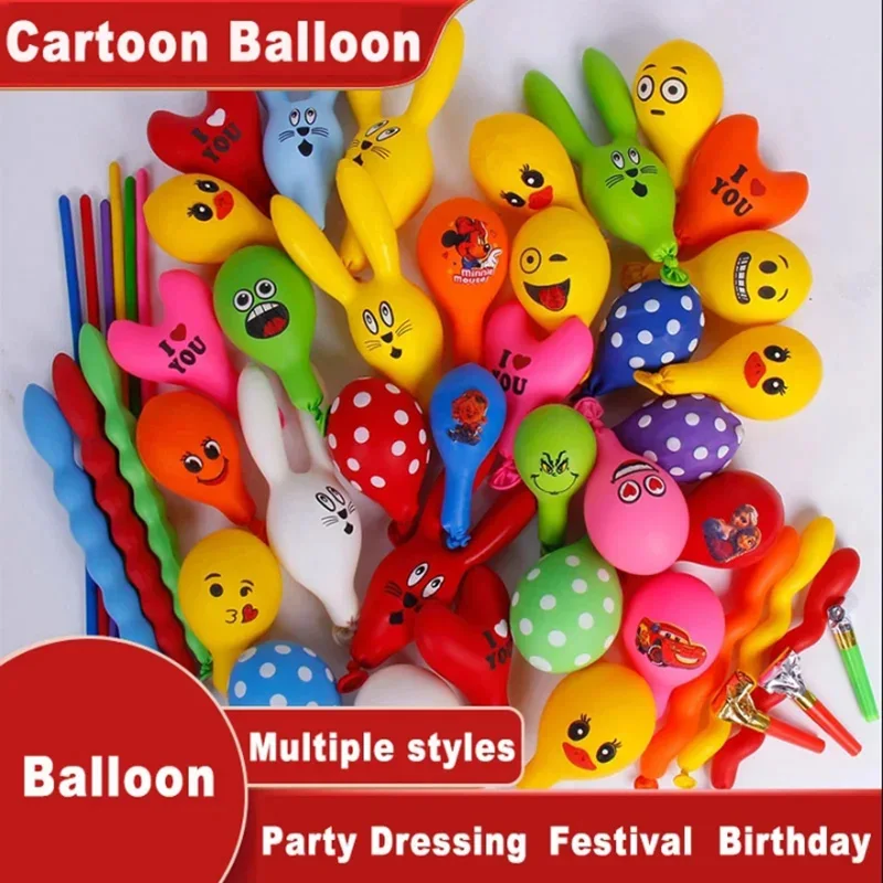 20/50/100Pcs No gas pump provided cartoon Balloons Decoration Helium inflatable Balloons Animal Duck Rabbit Balloon