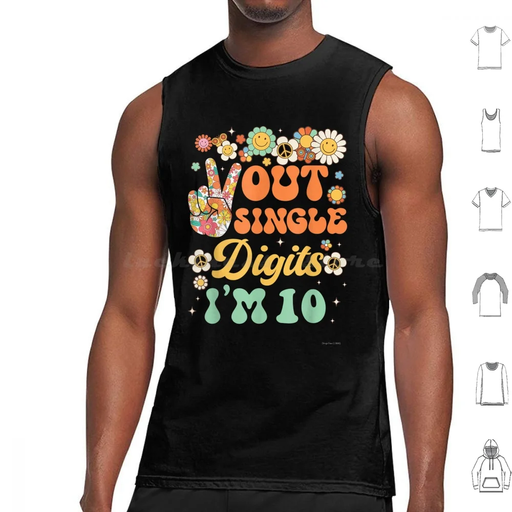Peace Out Single Digits I'm 10 Tshirt Retro Sunflower Groovy Tank Tops Print Cotton Single Digits Retro Sunflower