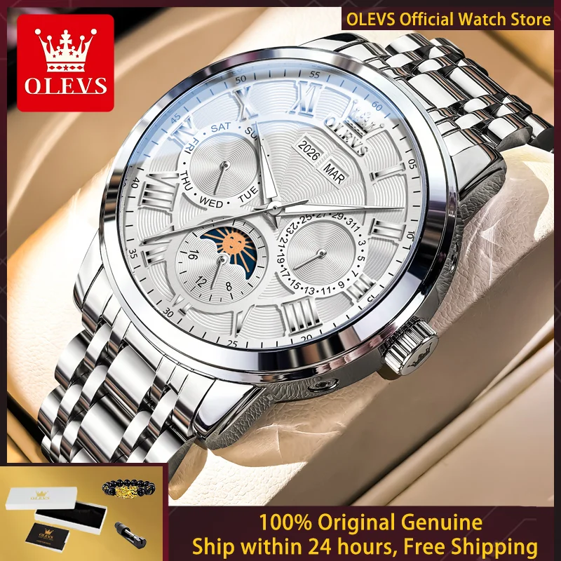 

Мужские часы OLEVS 6785, лучшие автоматические часы класса люкс, оригинальные водонепроницаемые часы с фазами луны, подарок для мужчин, механические часы, Montre Homme