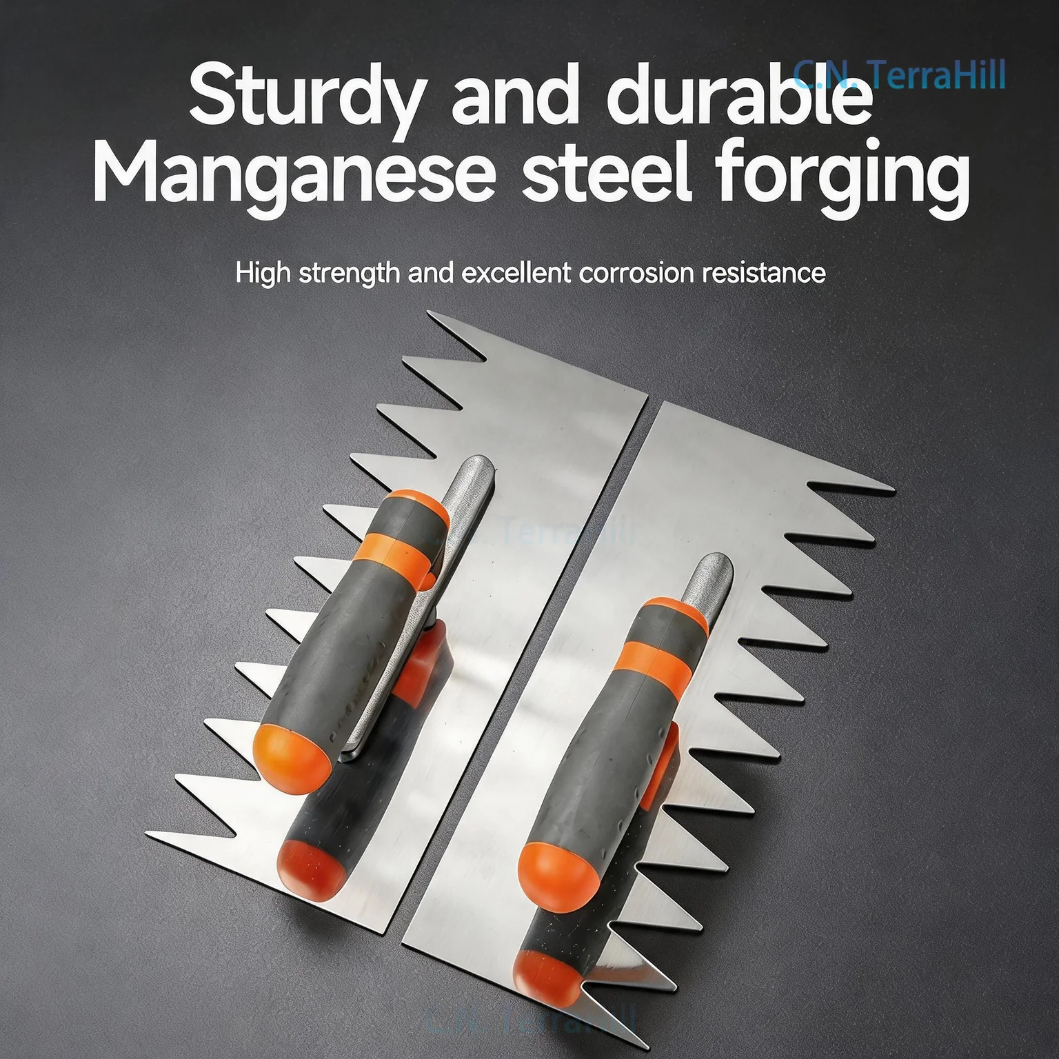 Stainless Steel Notched Trowel Serrated Edges, Thickened Masonry Trowel for Tile Adhesive, Brick Wall Plastering Tool
