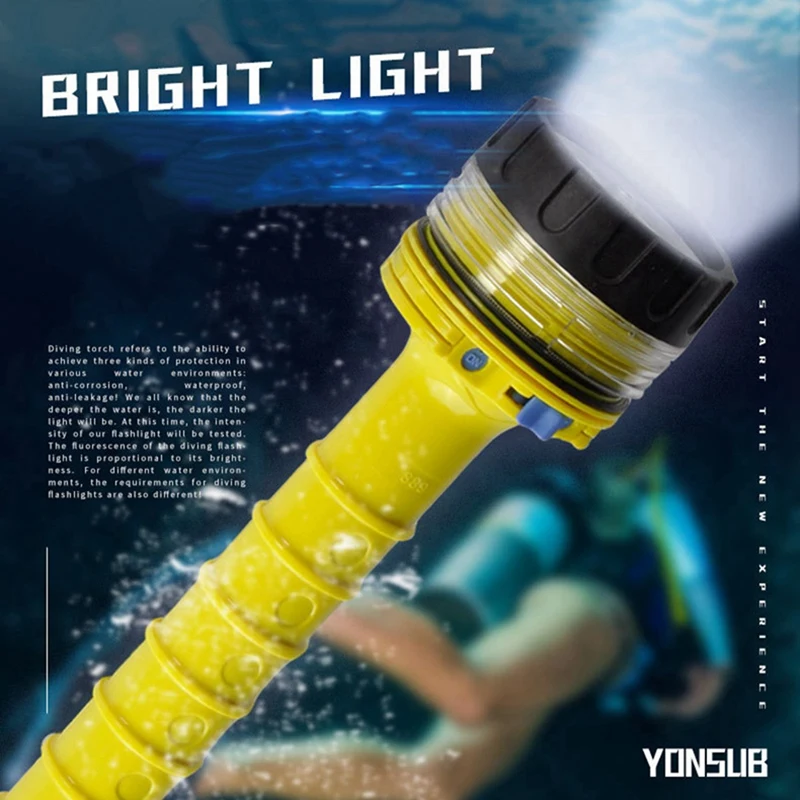 3X Scuba Diving Flashlight Underwater Waterproof LED Diver Light Spearfishing LED Diving Lamp