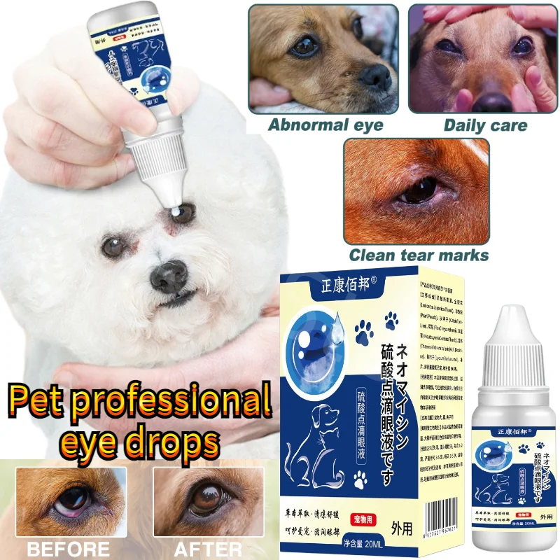 

Pet Eye Drops Care Solution for Cats and Dogs, Specially Designed To Clean and Soothe Dry and Tear Stained Eyes 20ml