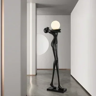 Humanoid Sculpture Holding Ball Floor Lamp，Artistic Decoration Lamp, Designer Exhibition Hall Villa Sales Department