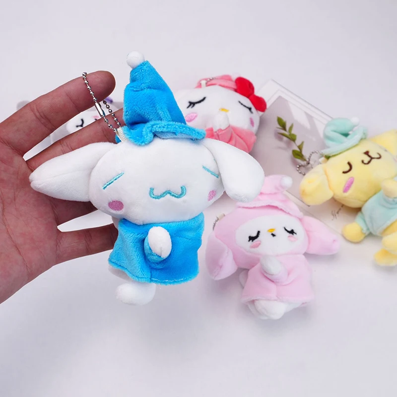 Sanrio Sleeping Baby Melody Cinnamoroll Kuromi Hello Kitty Plush Anime Kawaii Plushie KeyChain Bag Decoration Doll Kids Gift Toy