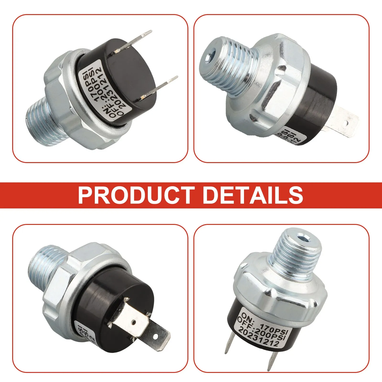 Heavy Duty Air Compressor Pressure Switch Adjustable 120 150 PSI 1/4NPT 1/8NPT Thread Long Lasting Performance