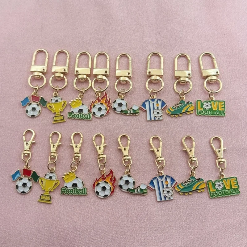 8pcs alloy drip oil football clothes shoes keychain, suitable for bag hanging accessories, the best choice for gifts