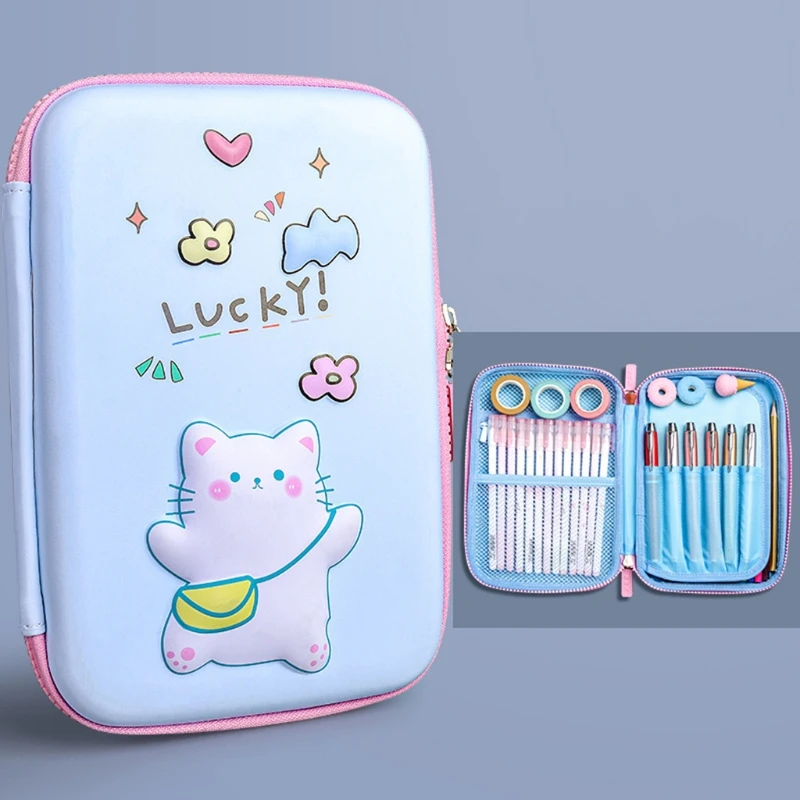 Tragbare Bleistift Beutel Schön Cartoon Corgi Make-Up Beutel Große Bleistift Halter Tasche Waschbar für Frauen Studenten Mädchen Jungen