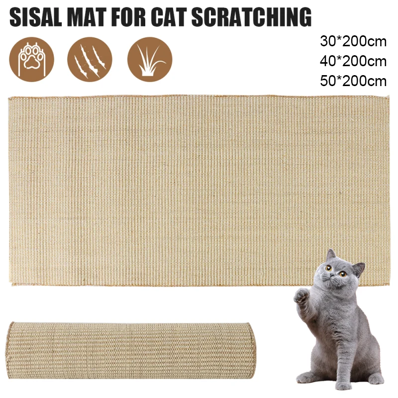 Cat Scratch Mat Cat Toy Wall Sofa Protection Sisal Cat Scratch Board Pad Trimmable Cat Paws Sharpen Mat Pet Interactive Toy