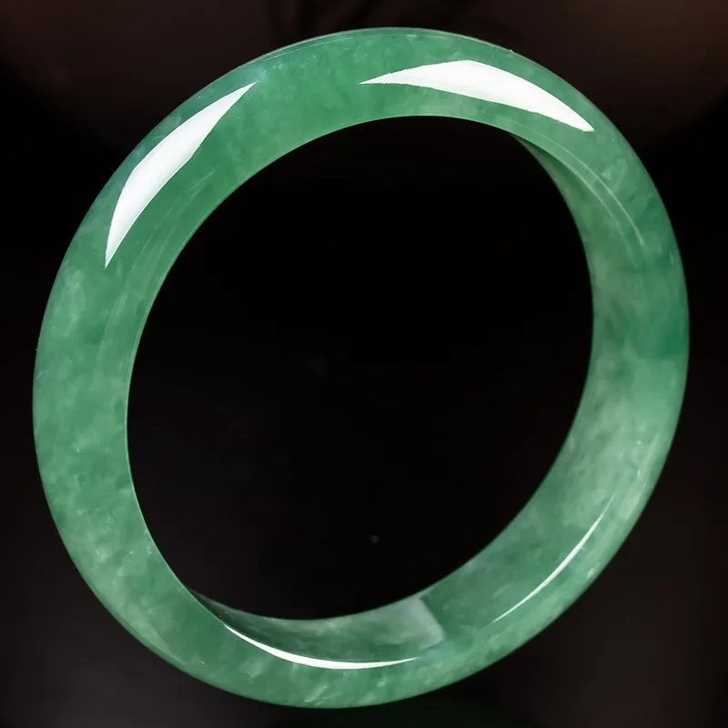 Treated Icy Jade , Vibrant Bean Green Floating Flower Jade for Women  Gift