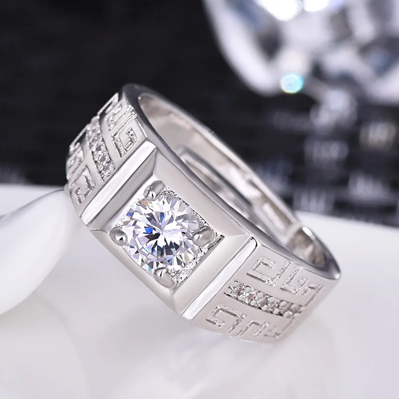 

New fine 925 Sterling Silver luxury crystal Zirconia Ring for Women Adjustable Fashion Jewelry wedding party Christmas Gifts