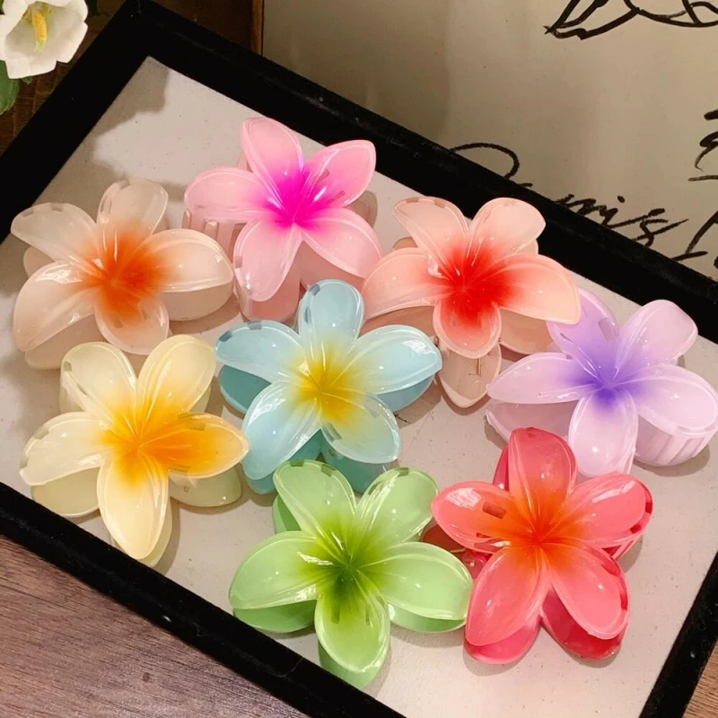 8cm Gradient Egg Flower Hair Accessories Grab Clip Women 2024 New  Summer Flower Hairpins Hawaiian Style Headdress Hair Clips