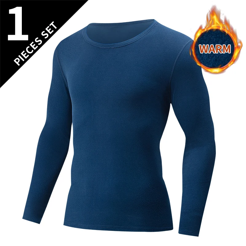 4/1 Stück Herbst und Winter Herren einfarbig Rundhals warme Basis Top Jugend mittleren Alters bequemes lässiges Langarm-T-Shirt – Detail 6