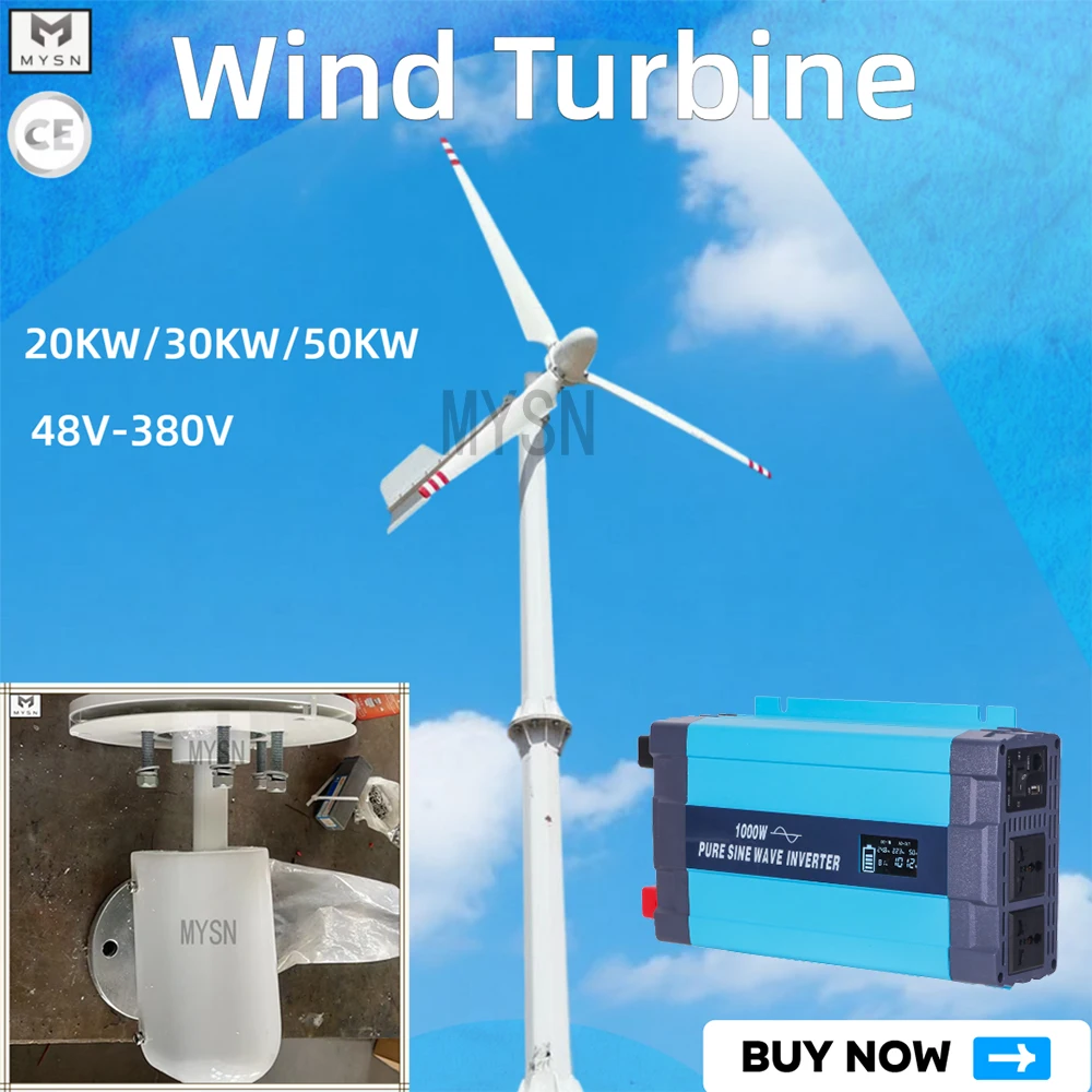 

Высокоэффективная ветровая турбина 50 кВт, 48В, 220В, 230В, 380В, генератор ветровой энергии для автономных систем, комплект генераторов 30 кВт для дома