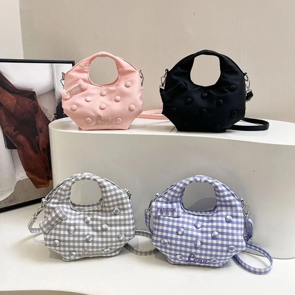 

Cute Cookie Design Handbag Korean Style Nylon Crossbody Shoulder Bag Solid Color Large Capacity Girly Commuting Bag
