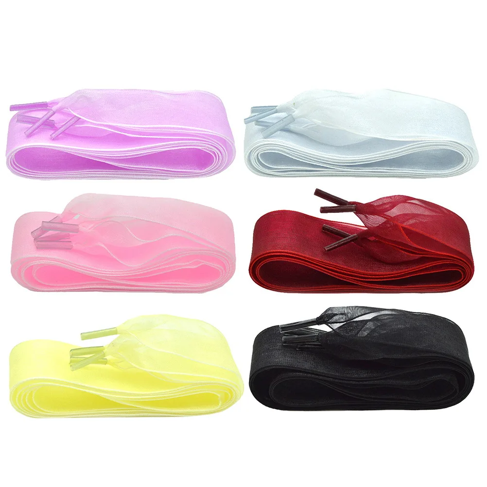 6 أزواج 2.5x115 سنتيمتر أربطة أحذية الشيفون أزياء بسيطة سلاسل مسطحة لأي أحذية خلق النمط الخاص بك النبيذ الأحمر